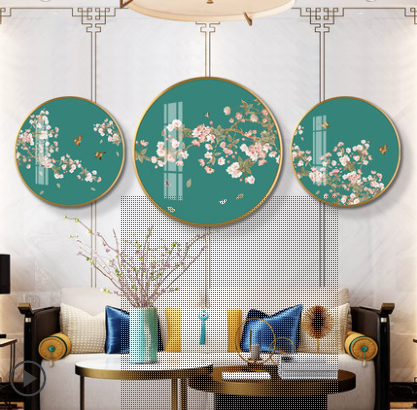 Li Fan Plum Blossom Pattern Series Triple Round Decorative Painting