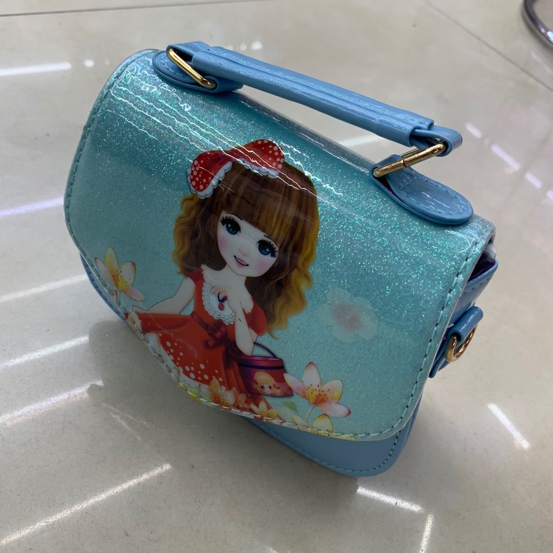 Summer Flower Cute Princess PV Hand-held crossbody bag, blue version