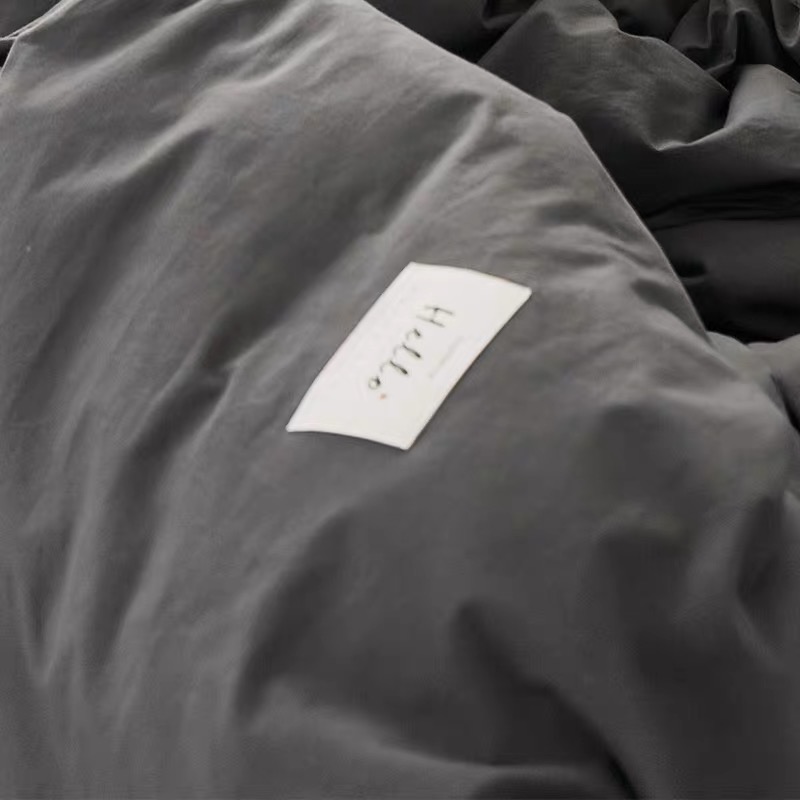 瑞游全棉床品四件套灰色纯色超柔床单被套细节图