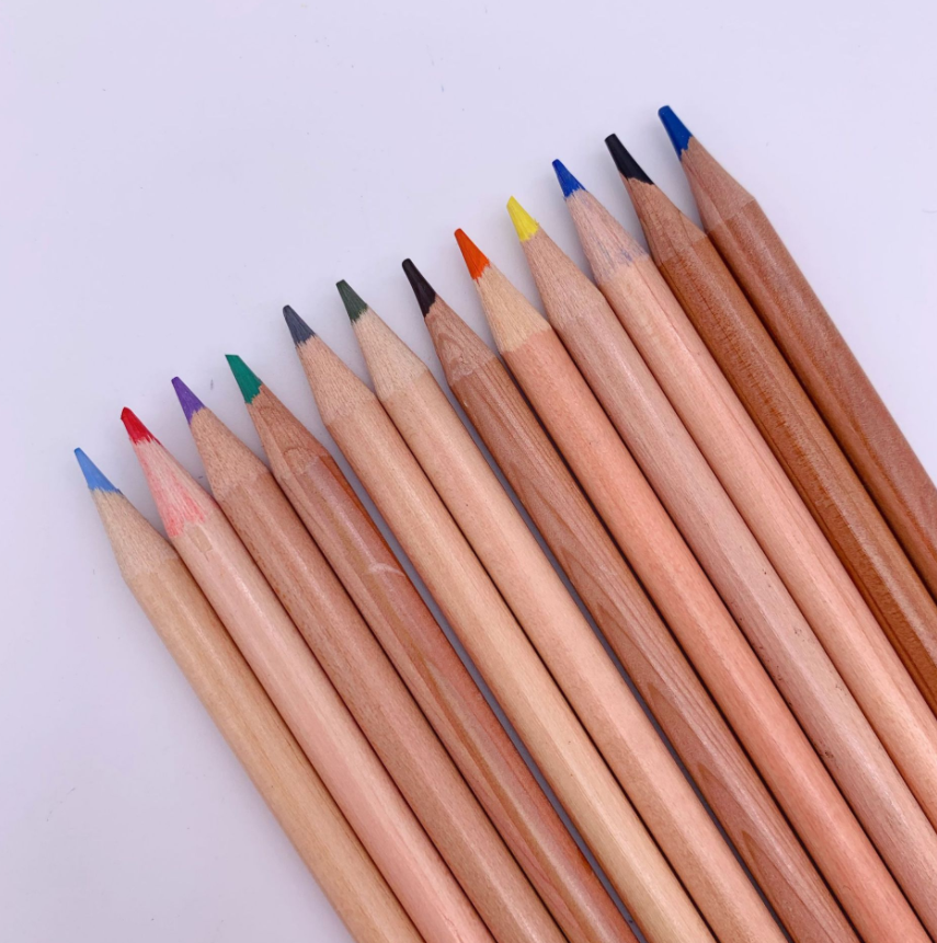 Eco-Friendly Log 12 Color Color Pencil Round Rod Advanced Core Color Lead Art Painting Brush Specification drawing