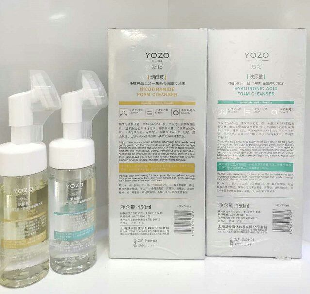 YOZO 玻尿酸、烟酰胺卸妆净颜二合一慕斯洁面泡沫产品图