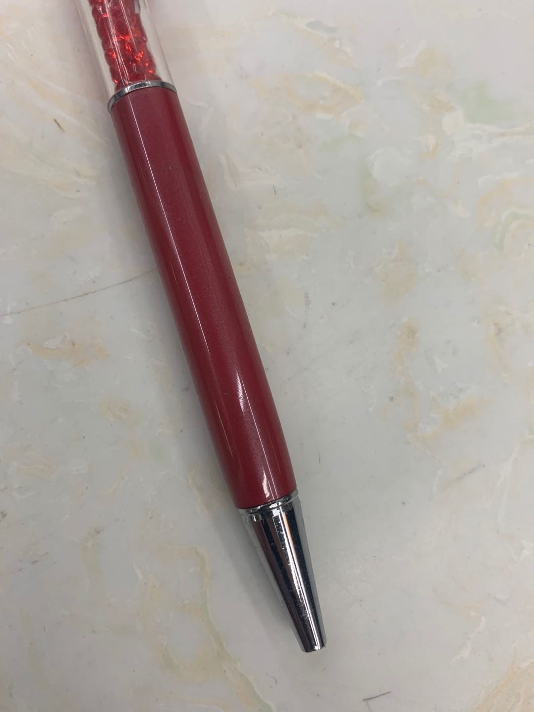 蓝色经典按动圆珠笔办公子弹头原子笔细节图