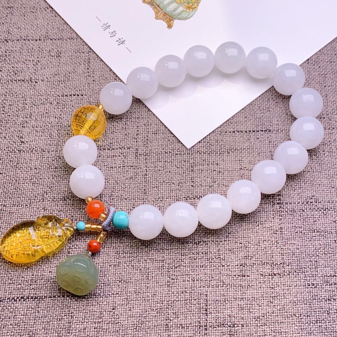 6mm natural Hetian jade three-loop bracelet for men and women, new style Xiangyu 00999