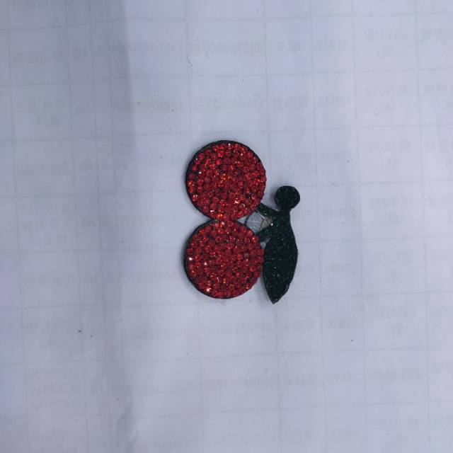 迷你小号樱桃布贴手工钉珠珠片亮片胸花补丁