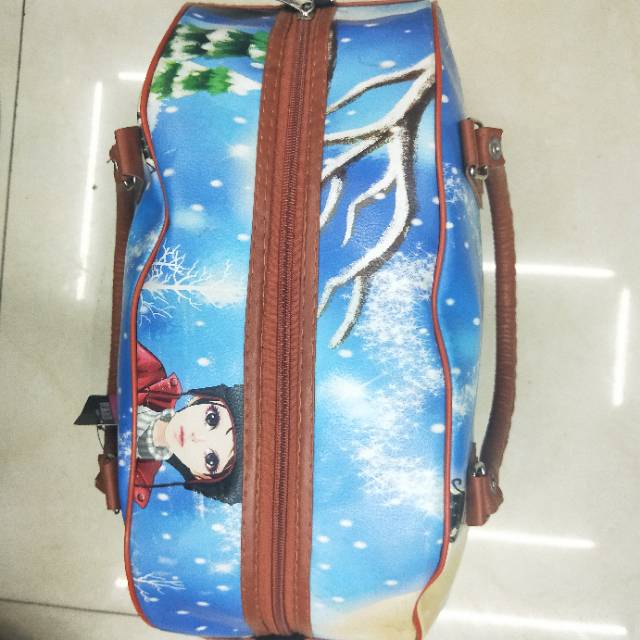 Factory Direct Sales Fashion Mass Canvas Casual Simple Ladies Cartoon Girl Head Handbag details Picture