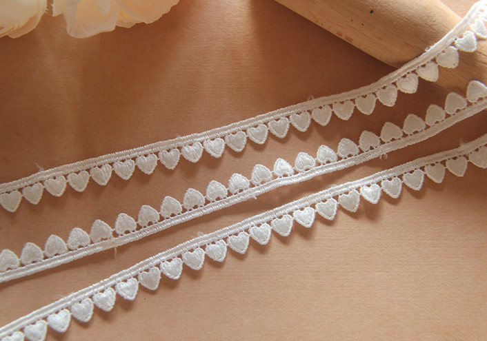 E3 Handmade Diy Garment Accessories Japanese Lace Delicate Heart Silk Water Soluble Embroidery Lace Width 1Cm