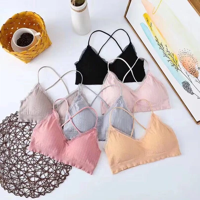 Beautiful Back Halter Tank Top For Women Underwear No Underwire Push-Up Bra Internet Celebrity Student Girl Top Up Chest Wrap Thin