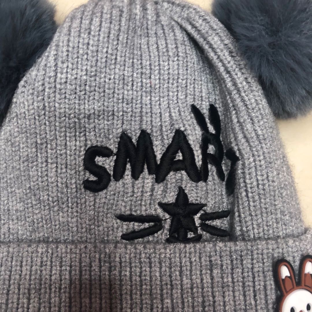 Hat Lady Winter Sweet Cute Embroidery Pattern Fox Hairball Wool Hat Thickened Warm Korean Knit Hat Tide details Picture