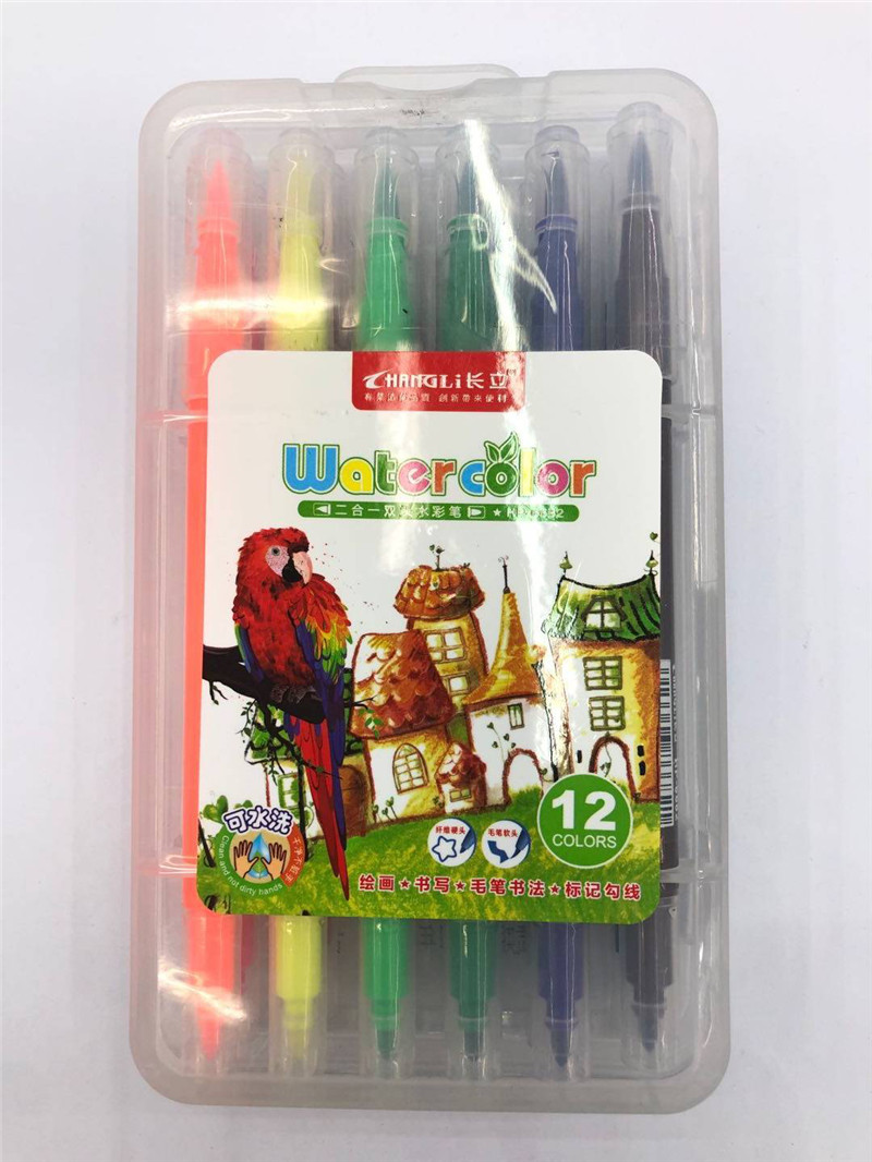 长立二合一双头水彩笔可绘画书写毛笔书法标记勾线可水洗细节图