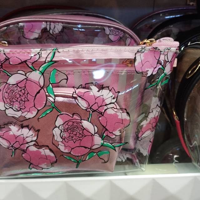 玫瑰花化妆包韩版东大门子母包三层细节图