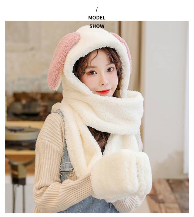 Rabbit ears three - piece warm - keeping fashion cotton soft hot style factory direct sale thumbnail