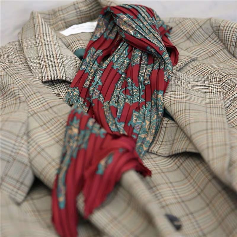 Retro scarf, silk scarf, long red cute scarf, ladylike