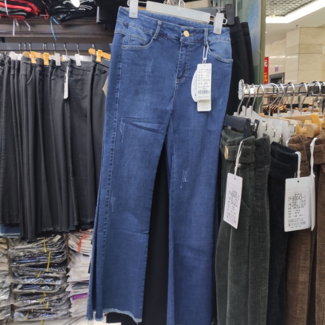 Deep blue breathable cotton casual jeans