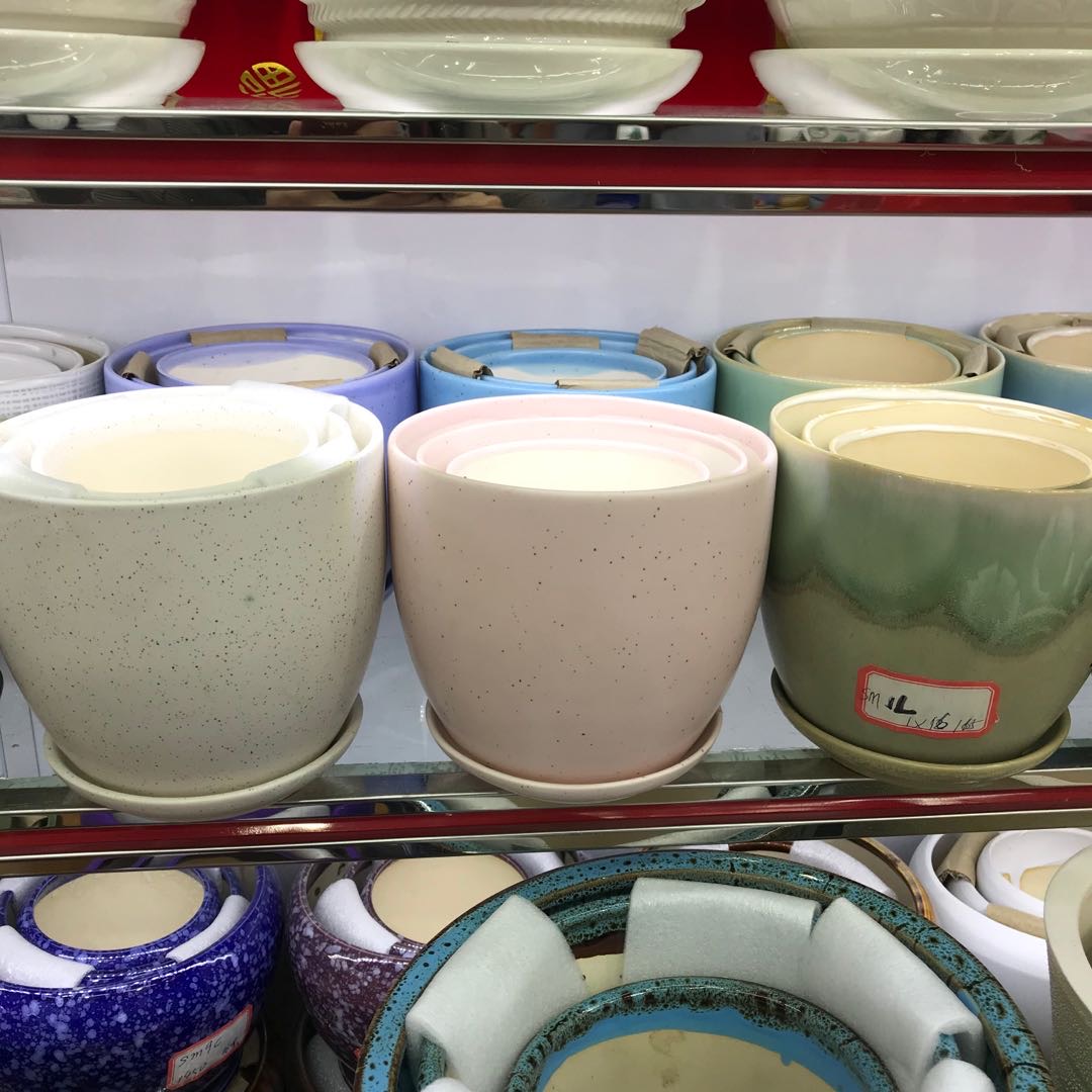 室外家庭养花饰品三件套盆精品土壤家用挂盆漂亮花盆陶瓷仿古产品图