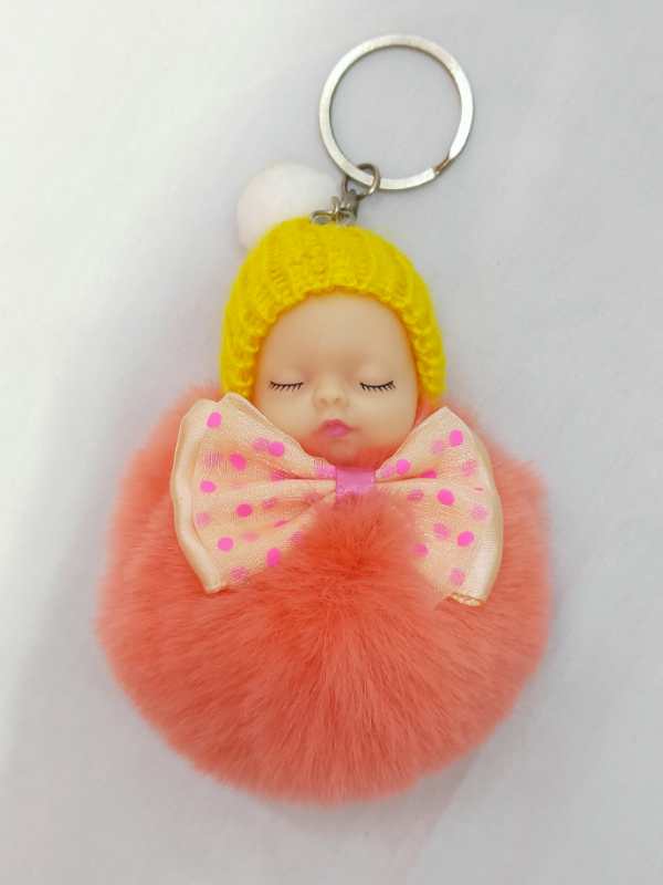 11公分领结印点蝴蝶结毛球睡娃钥匙扣挂件饰品挂件厂家14