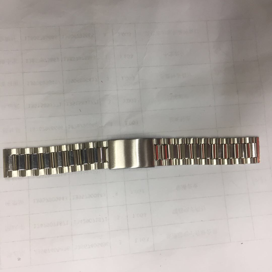 Men's solid three-bead steel bracelet, double-button folding buckle bracelet, flat-mouth 18mm watch repair parts, factory direct sales