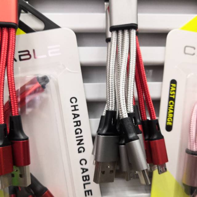 三合一数据线可伸缩收纳便携一拖三充电线快充安卓t苹果小米产品图