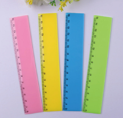 彩尺子塑料直尺15cm测量波浪尺双刻度短尺学生适用考试绘图办公文具亚克力产品图