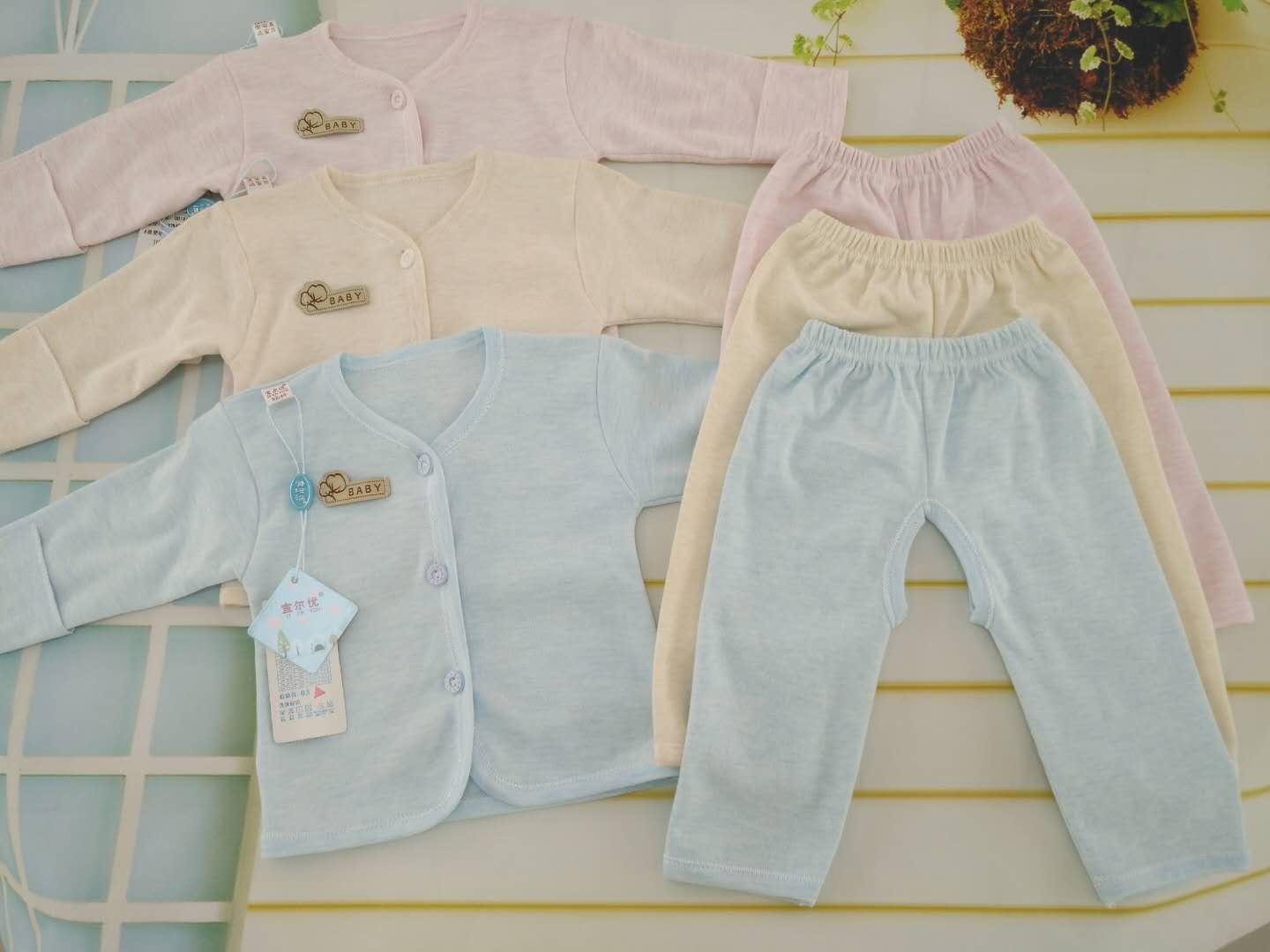 新生婴幼儿春秋新款夹棉薄棉保暖内衣套装宝宝冬装棉衣童装两件套细节图