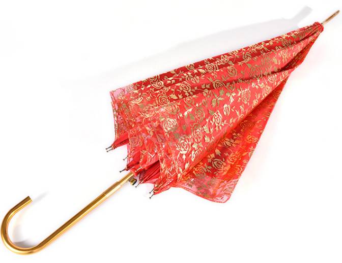 结婚婚庆大红色伞新娘伞金钩超轻雨伞 直杆蕾丝烫金新娘伞批发