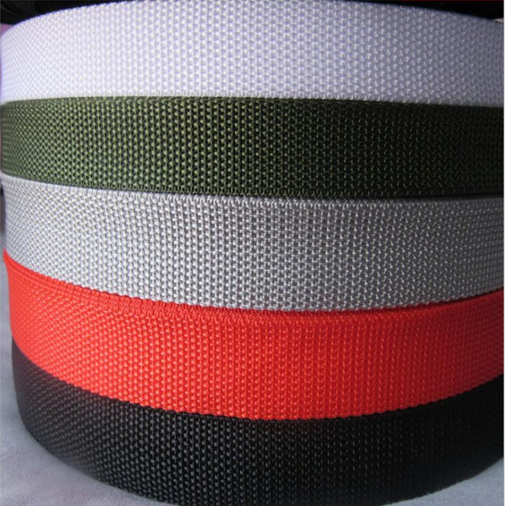 Factory direct sales of 2.5CM polypropylene colored webbing imitation nylon webbing backpack straps and safety belts. Large orders enjoy discounts