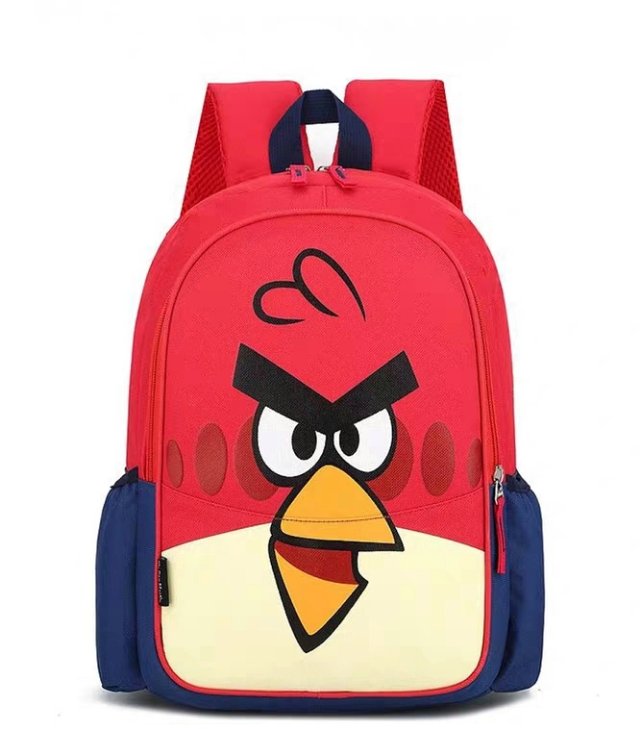 Bird pattern red backpack shoulder bag backpacks for men and women thumbnail