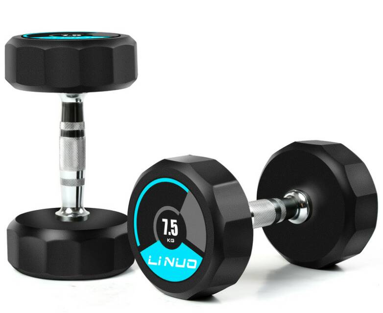 Linuo Gym dumbbells for men, 12-corner rubber-coated dumbbells, commercial fitness equipment, professional fixed dumbbells