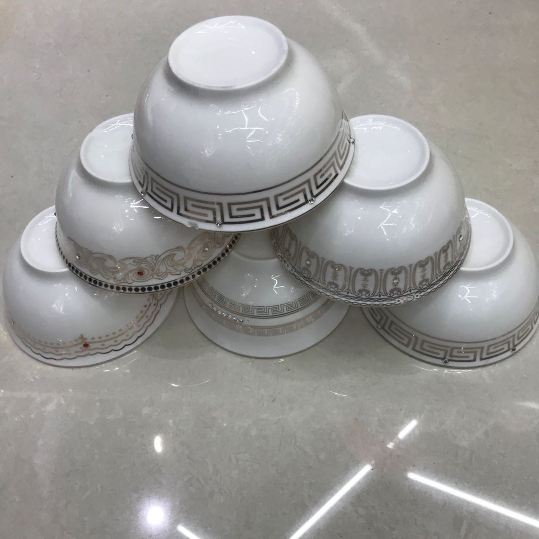 9头碗壶高档奶茶壶镀金贴钻新骨瓷礼盒包装细节图