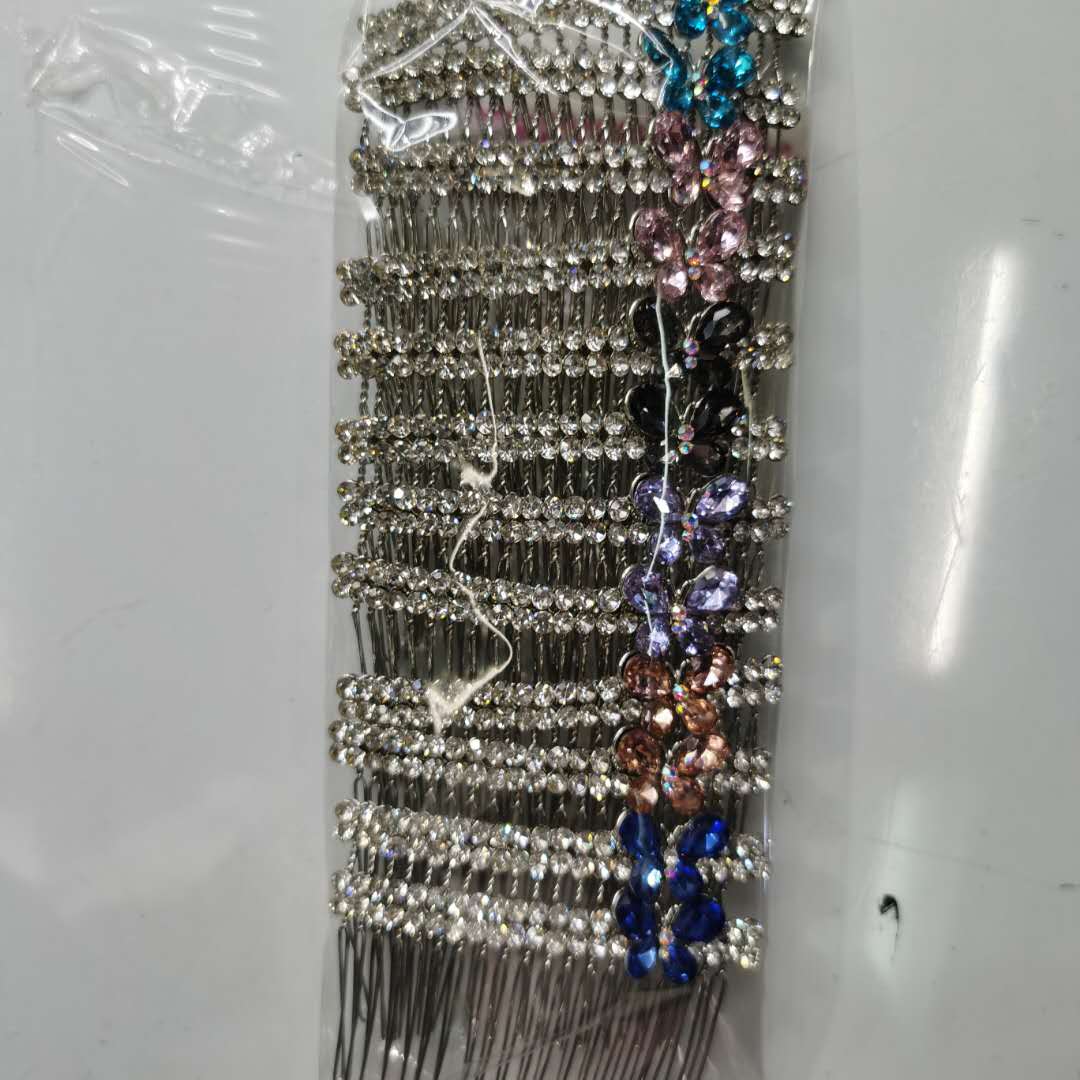 Korean-style fashionable and versatile ladies' hair comb, water diamond butterfly cute hair clip details Picture