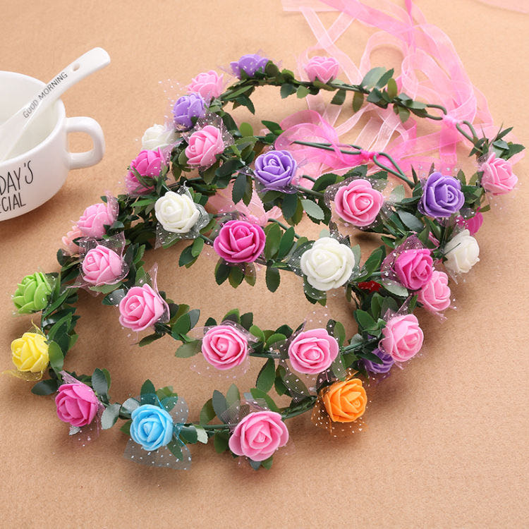 Luminous flower garlands, hair bands, headwear, wechat business, bride flower garlands, children, tourist attractions, hot sales, direct sales, QR code street stalls, hair accessories Specification image