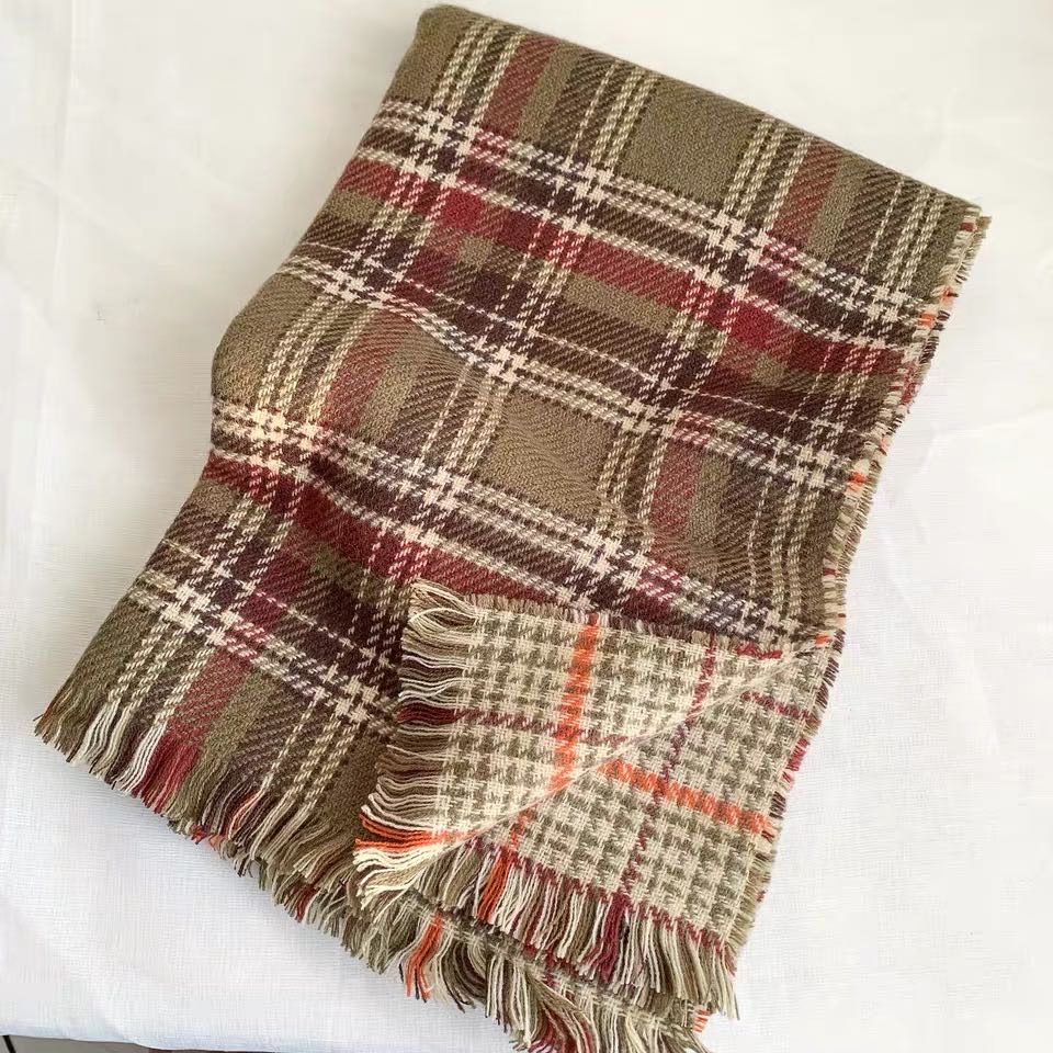 Double Checked Scarf Warm Shade Shawl Warm Autumn And Winter Scarf