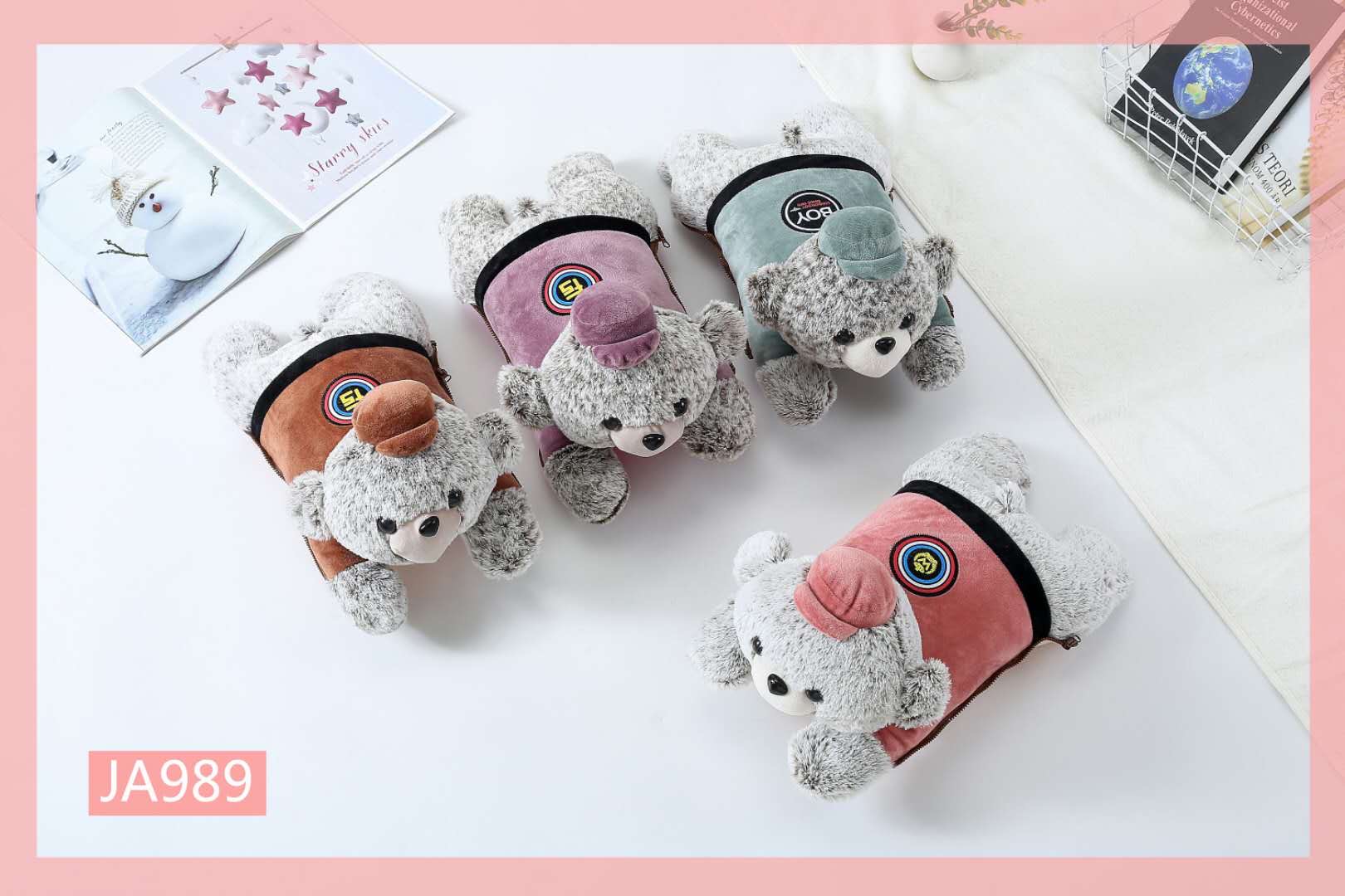 可可秋冬季兔毛充电卡通暖手宝双插手毛绒可拆洗暖宝细节图