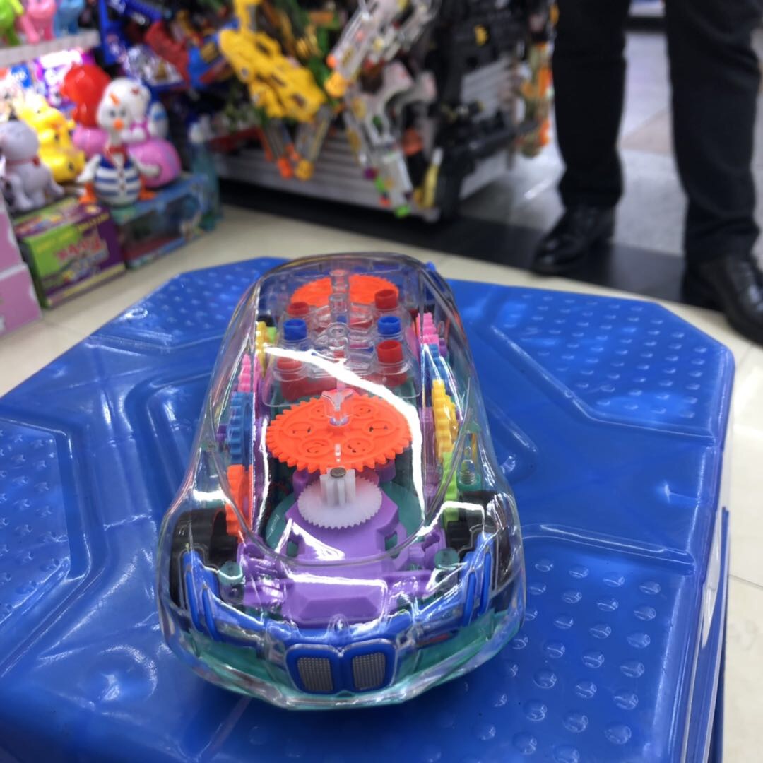Transparent educational concept car, electric toy car with music and lights for boys and children, small car details Picture