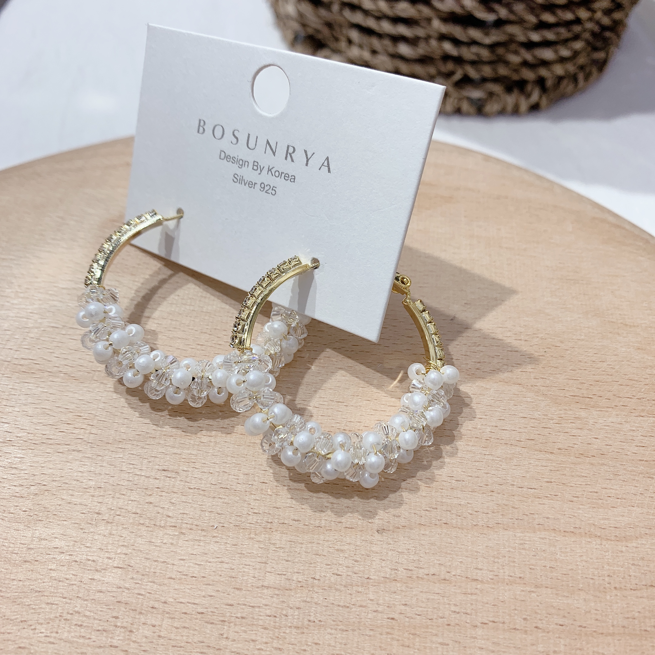 925 Silver Needle internet-famous earrings, feminine charm, handcrafted crystal pearl diamond ring, 925 silver needle earrings