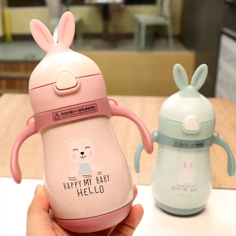 可爱帝怡吸管杯带刻度儿童女宝宝316不锈钢保温水杯 外出便携杯子