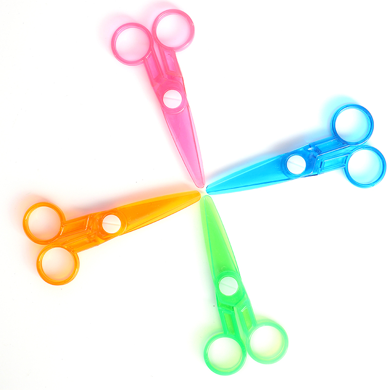 166儿童圆头手工剪纸剪刀透明环保塑料材质