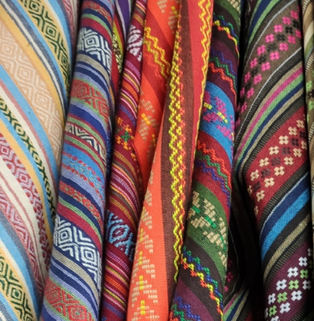 The decorative fabric of the fine-striped ethnic cloth clothing is available in a variety of colors details Picture