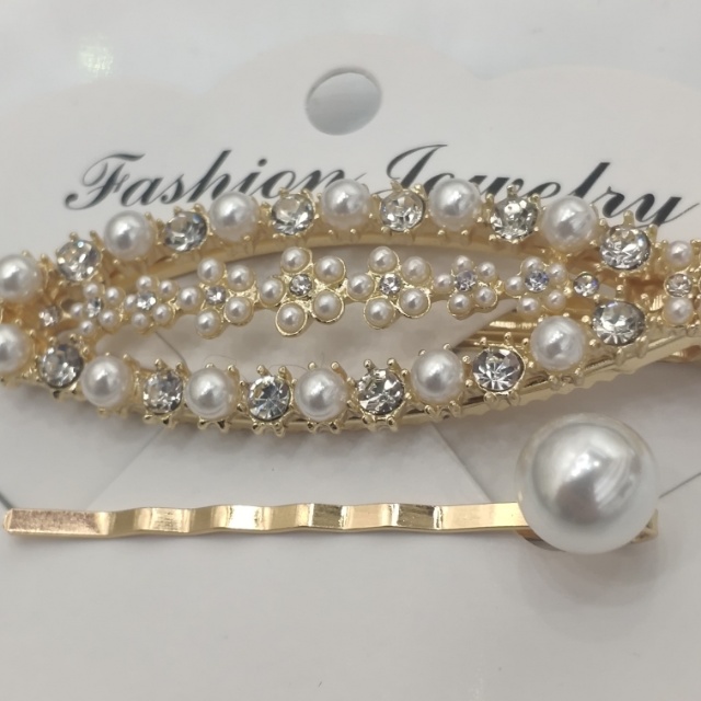 Pearl hairpins, the same style as the popular crown headwear, bangs, bb side clips, 2019 new sweet clip headwear, one-line clip details Picture