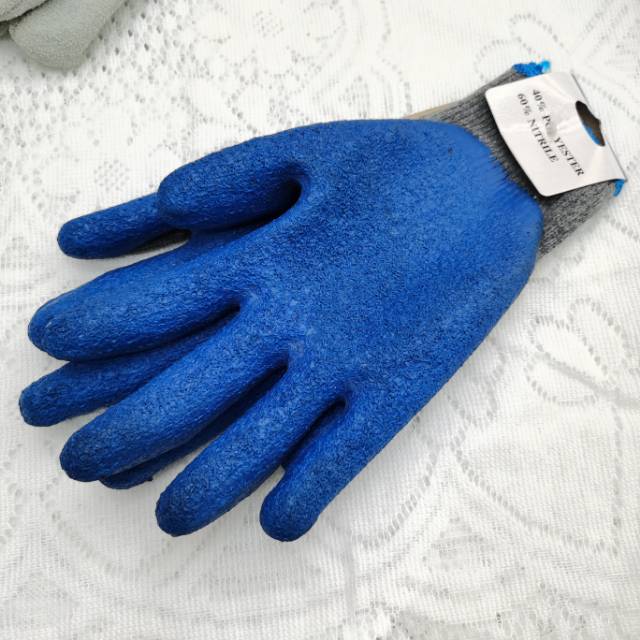 10针起皱乳胶手套浸渍手套耐磨防滑劳保防护手套防割起皱手套