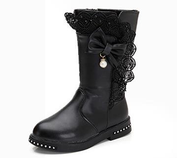 秋冬新品韩版女童公主鞋花朵珍珠女童棉鞋二棉加绒女童雪地靴细节图