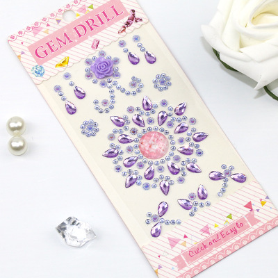 Manufacturers Custom Acrylic Diamond Rhinestones Diy Mobile Phone Office Supplies Children Stickers Resin Flower Drop Diamond Stickers Specification drawing