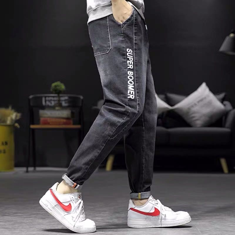 Spring and autumn jeans for men, Japanese-style trendy and versatile drawstring Harem pants, men's trendy brand loose, small-leg straight-leg long pants Specification image