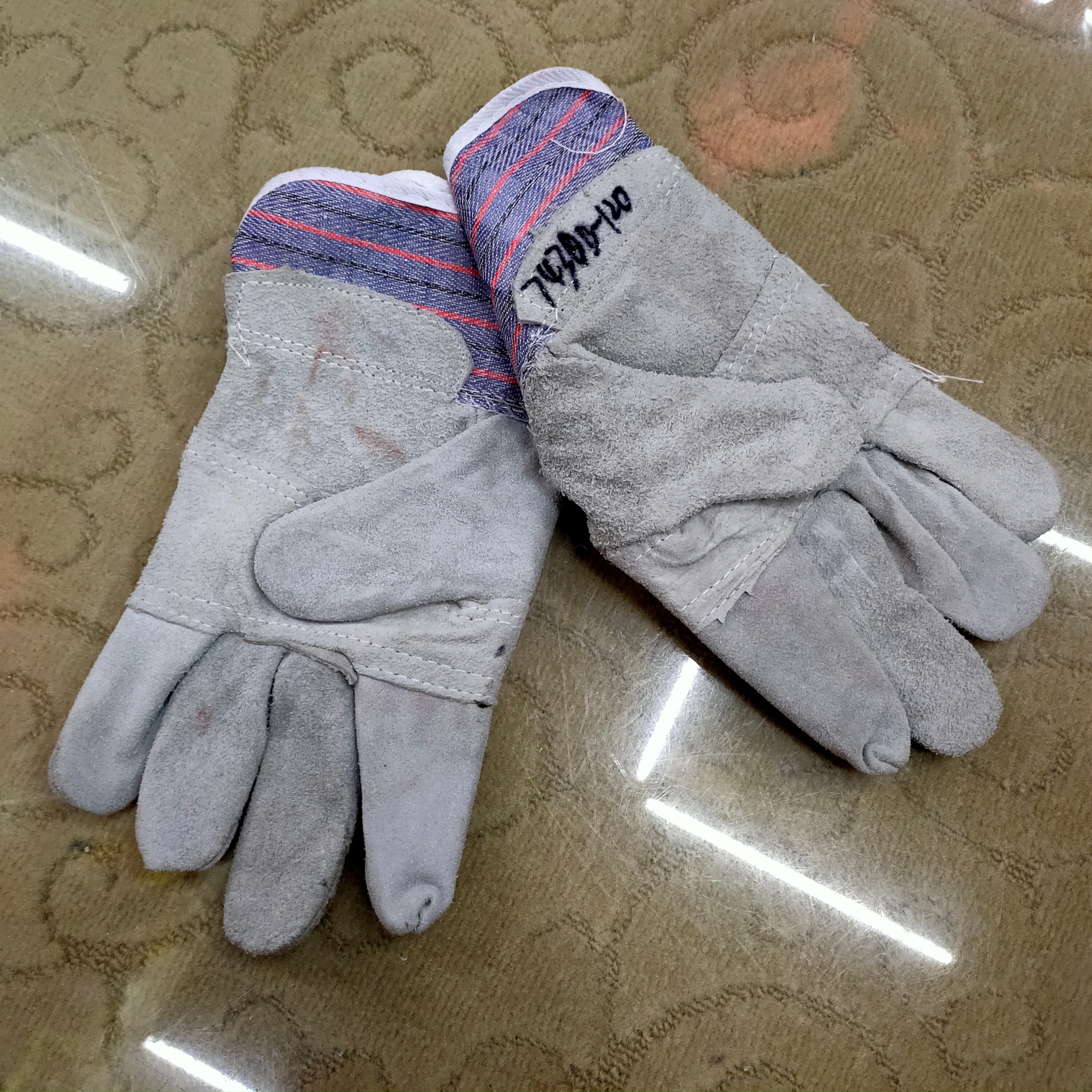 加厚耐磨帆布手套双层焊工防护手套白色花园劳保手套产品图