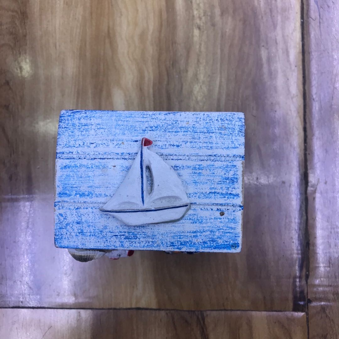 地中海家居装饰品收纳箱海洋实木箱子木盒子橱窗布置酒吧道具图