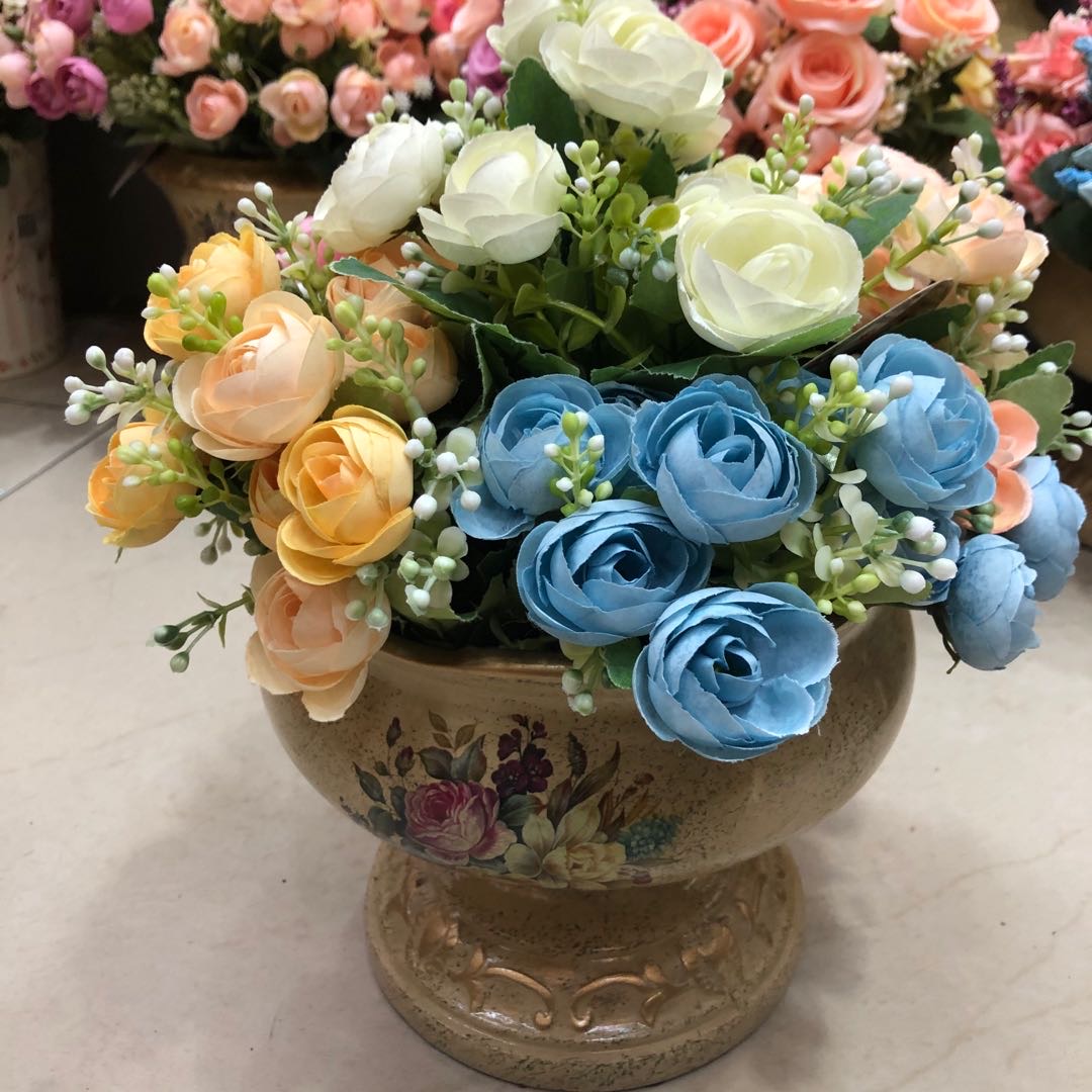 客厅装饰欧式塑料仿真花艺摆件室内摆设干花束盆栽