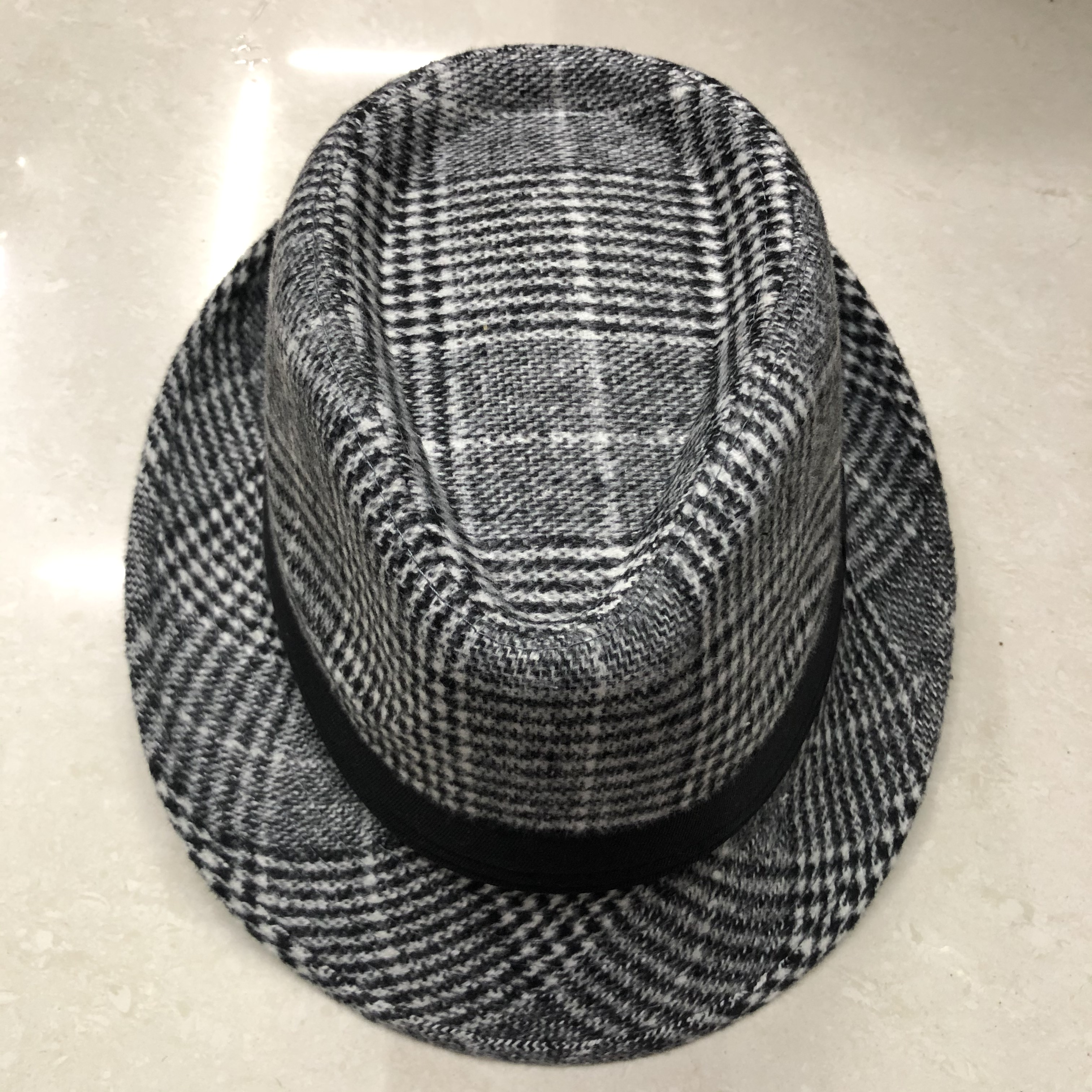 Senior Men's Hat Winter Senior Top Hat Warm Dad Casual Woolen Plaid Grandpa Jazz Hat Middle Age