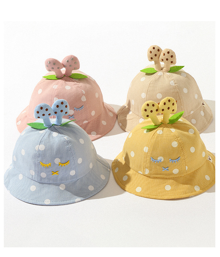 Cartoon Basin Hat Cute Mushroom Polka Dot Basin Hat Baby Outdoor Shade Fisherman Hat For Girls
