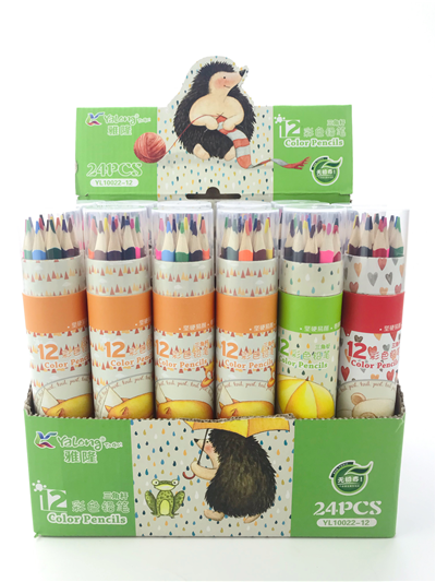Wholesale of 12-color colored pencils in buckets for children's drawing