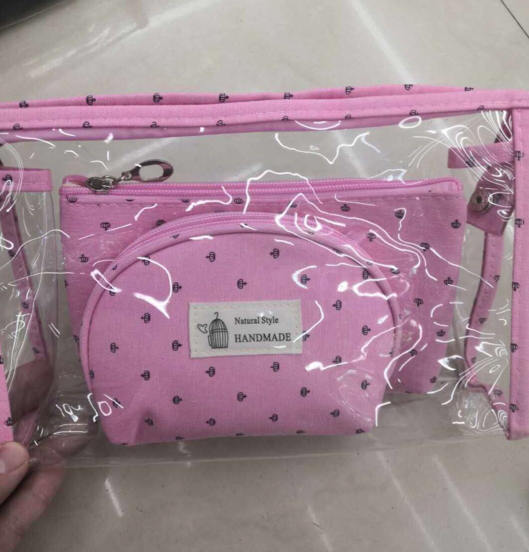 Waterproof Transparent Travel Makeup Bag Small Korean Version Large Capacity Wash Bag Storage Bag Storage Bag Three Pieces