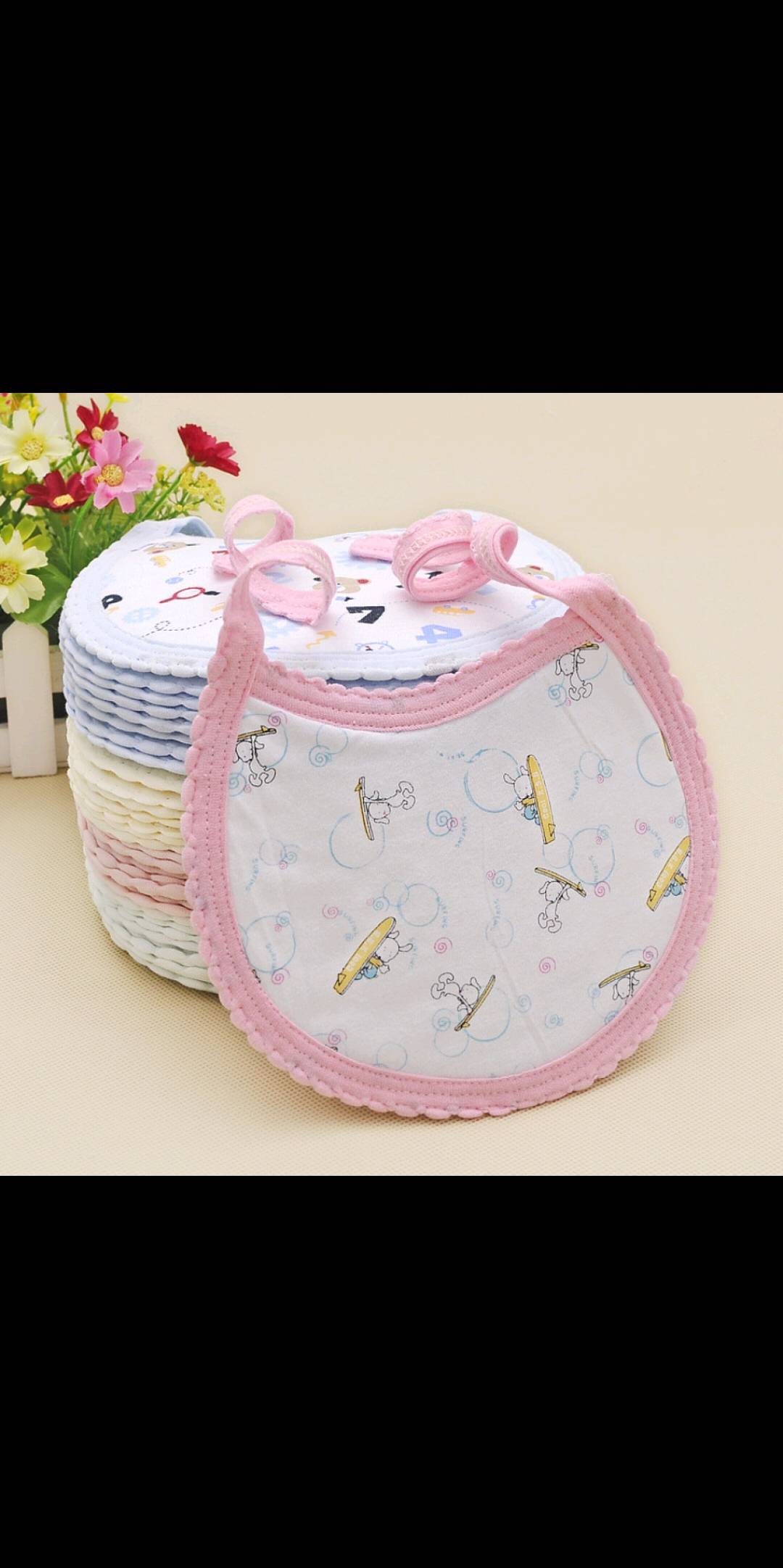 Tong Yin Large Baby Products Baby Lace-Up Bib Bib Drool Towel All Cotton Pure Cotton Waterproof Cute Tooth Edge Specification drawing